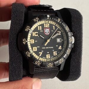 Luminox Men's Quartz Watch - Sea Turtle Giant 0320 Series Black Nylon Strap